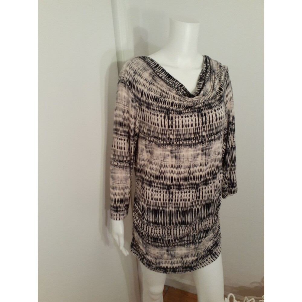 Rose & Olive XL rayon stretch knit top shirt blouse summer career office black